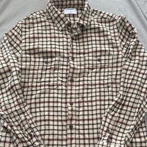 Old Navy Men's Checkered Shirt - Cream and Brown